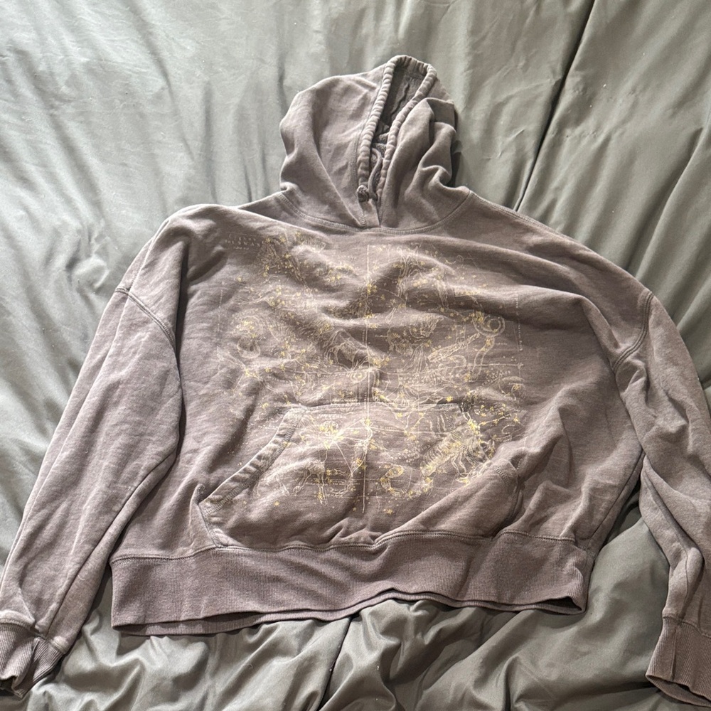 Gray Hoodie with Gold constellation design